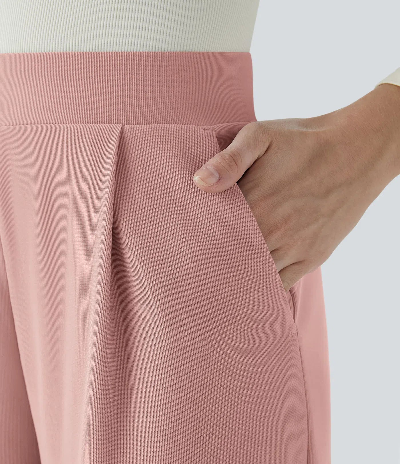 Damen-Hose mit weitem Bein – Hohe Taille, elastischer Bund, bequem, lässig