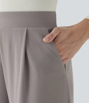 Damen-Hose mit weitem Bein – Hohe Taille, elastischer Bund, bequem, lässig