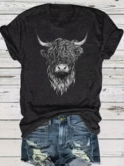 Herren T-Shirt mit Stier-Grafik – Rundhalsausschnitt, lässig, bequem