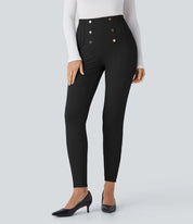 Damen-Leggings mit hohem Bund – Enganliegend, elastische Taille, knöchellang