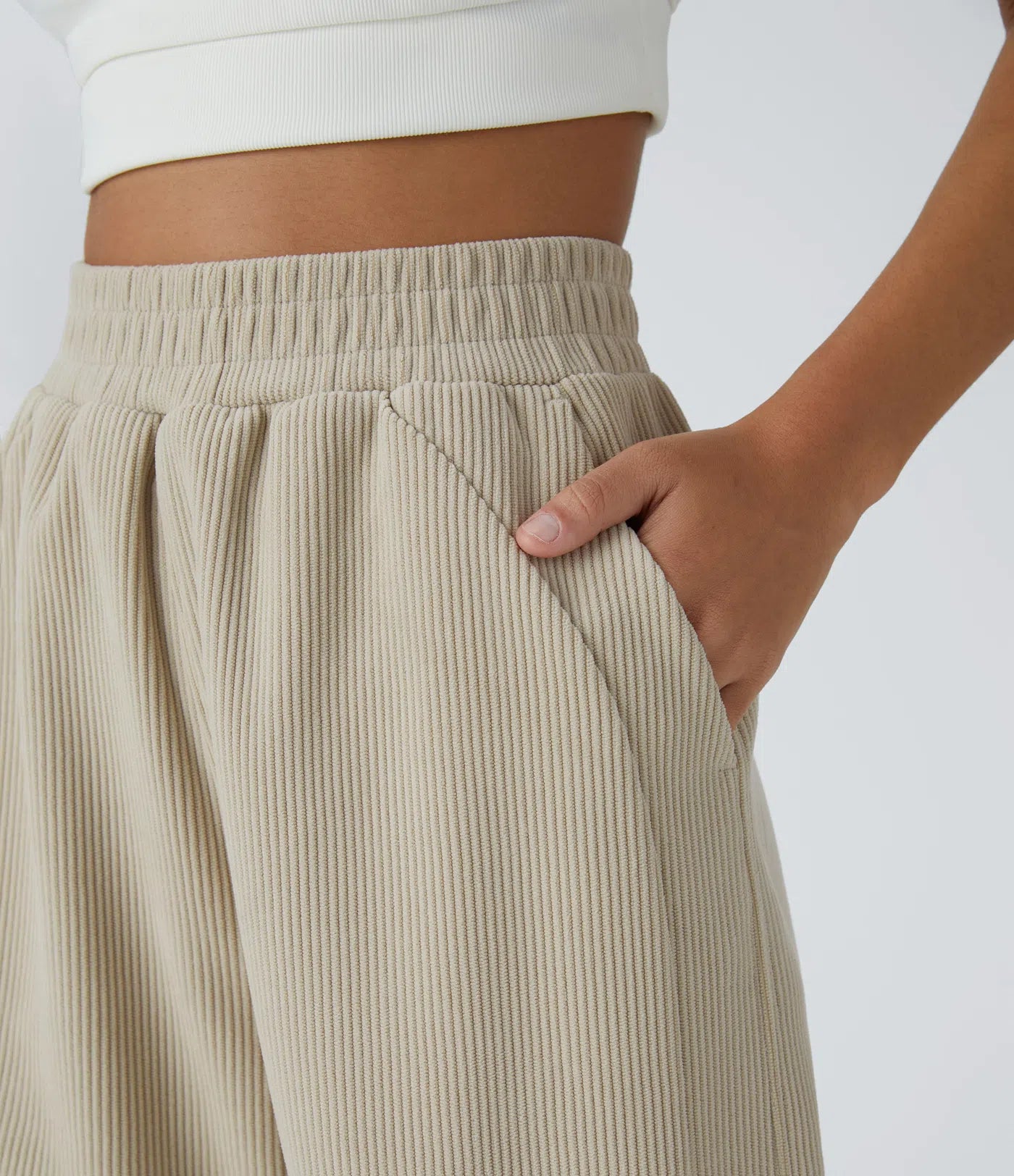 Damen Cordhose mit geradem Bein – Hohe Taille, elastischer Bund, bequem, vielseitig kombinierbar