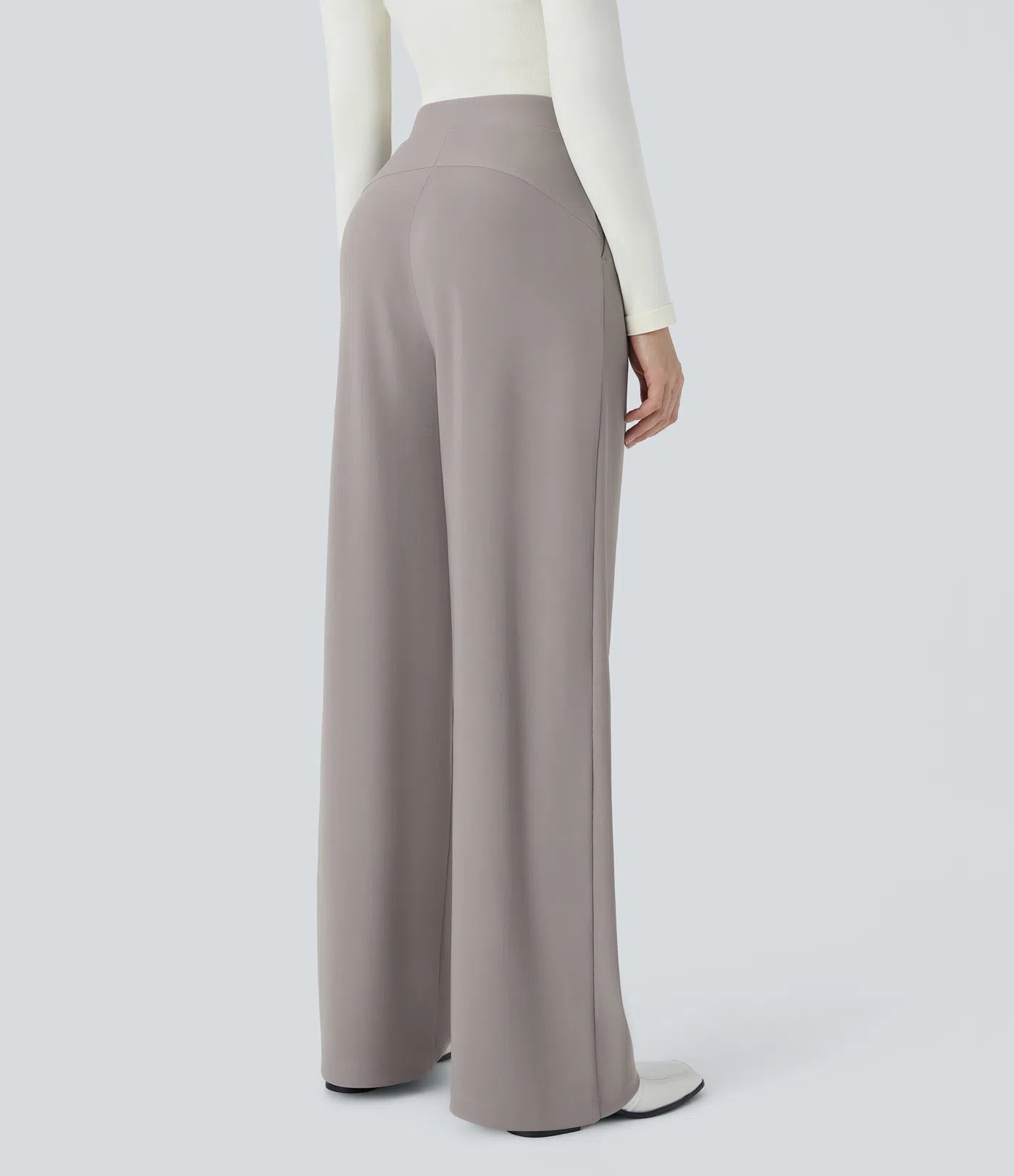 Damen-Hose mit weitem Bein – Hohe Taille, elastischer Bund, bequem, lässig