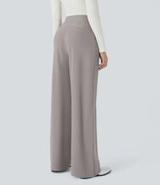 Damen-Hose mit weitem Bein – Hohe Taille, elastischer Bund, bequem, lässig