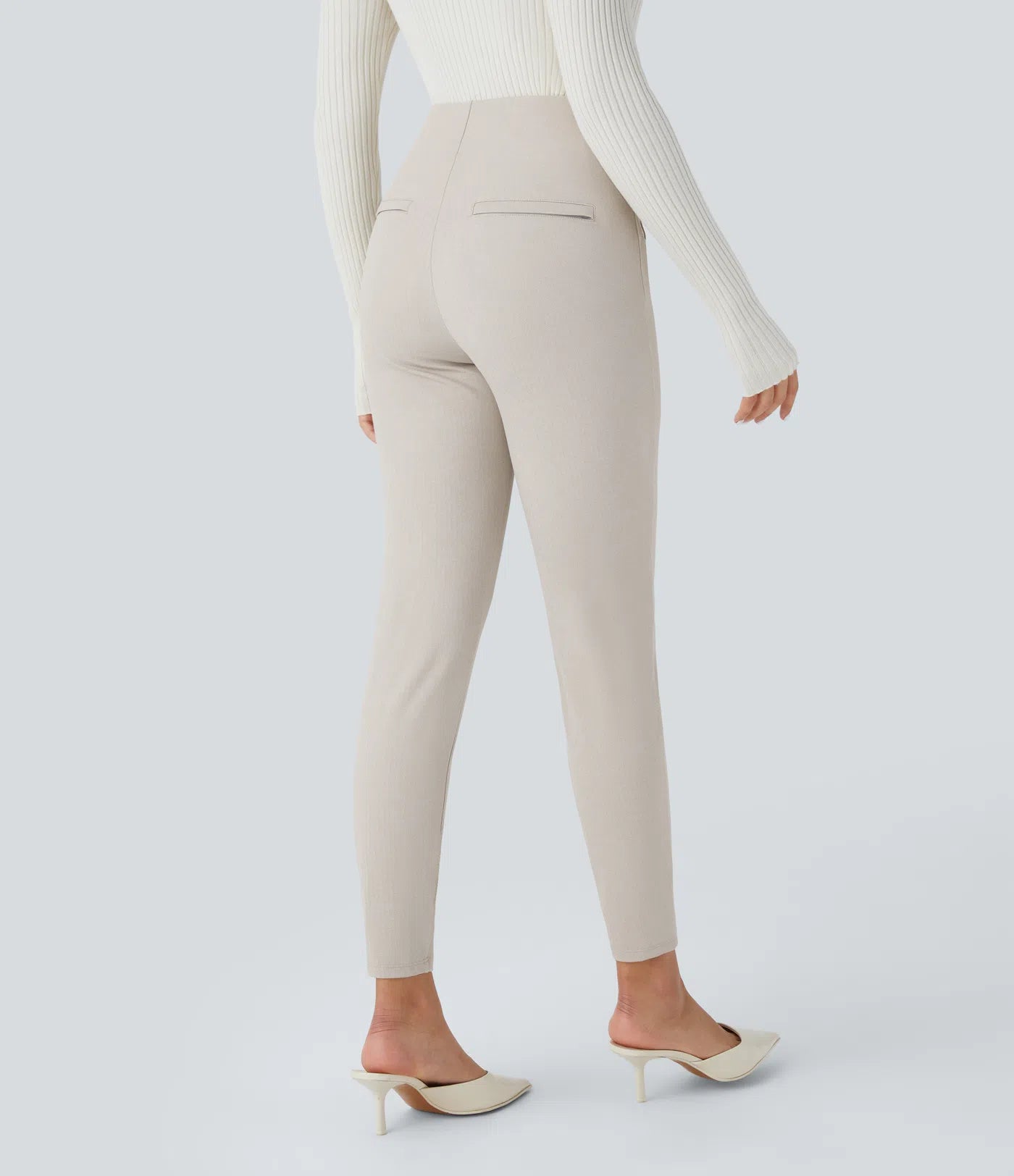 Damen-Leggings mit hohem Bund – Enganliegend, elastische Taille, knöchellang