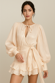Damen Partykleid mit langen Ärmeln – Satin Look, Ausgestellter Schnitt
