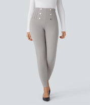 Damen-Leggings mit hohem Bund – Enganliegend, elastische Taille, knöchellang