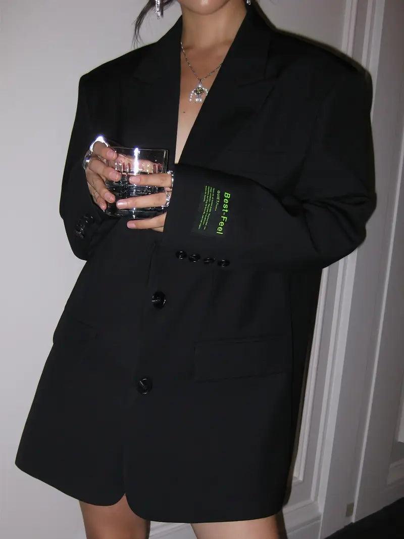 Schwarzer Damen Blazer – Oversized Schnitt, Stylischer Business-Look