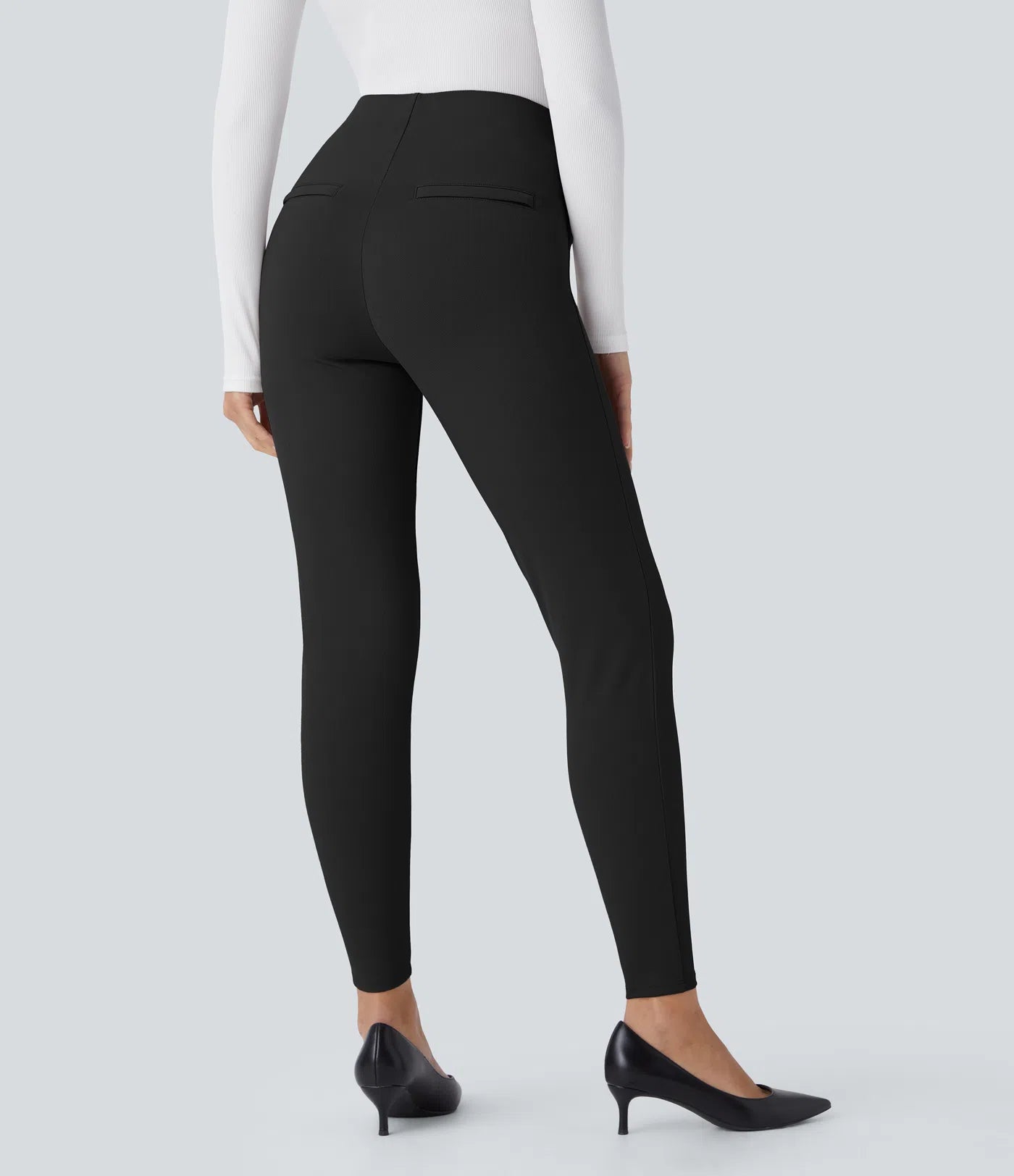 Damen-Leggings mit hohem Bund – Enganliegend, elastische Taille, knöchellang