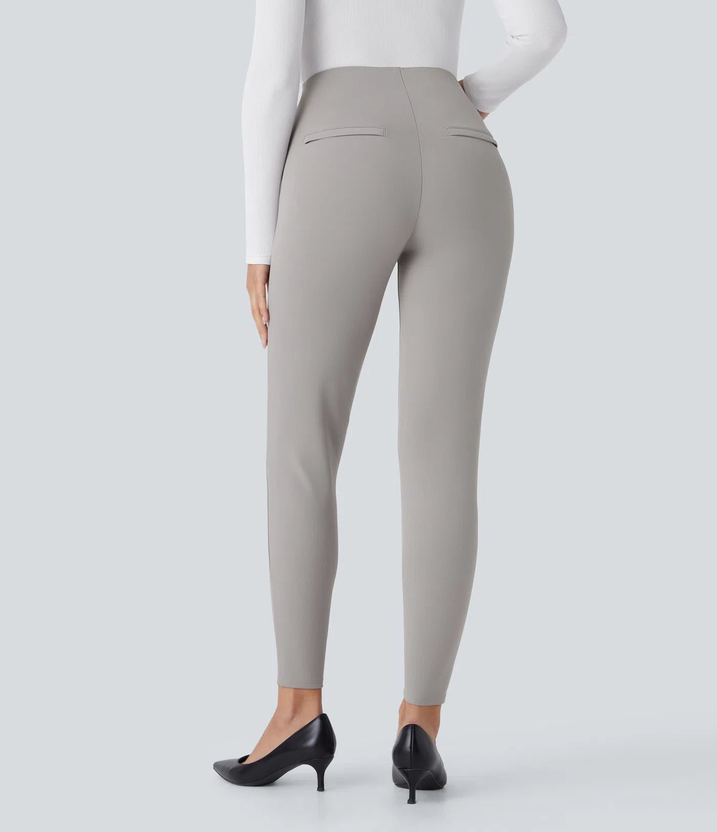 Damen-Leggings mit hohem Bund – Enganliegend, elastische Taille, knöchellang