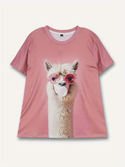T-Shirt mit Alpaka-Print – Rundhalsausschnitt, reguläre Länge, sommerlich