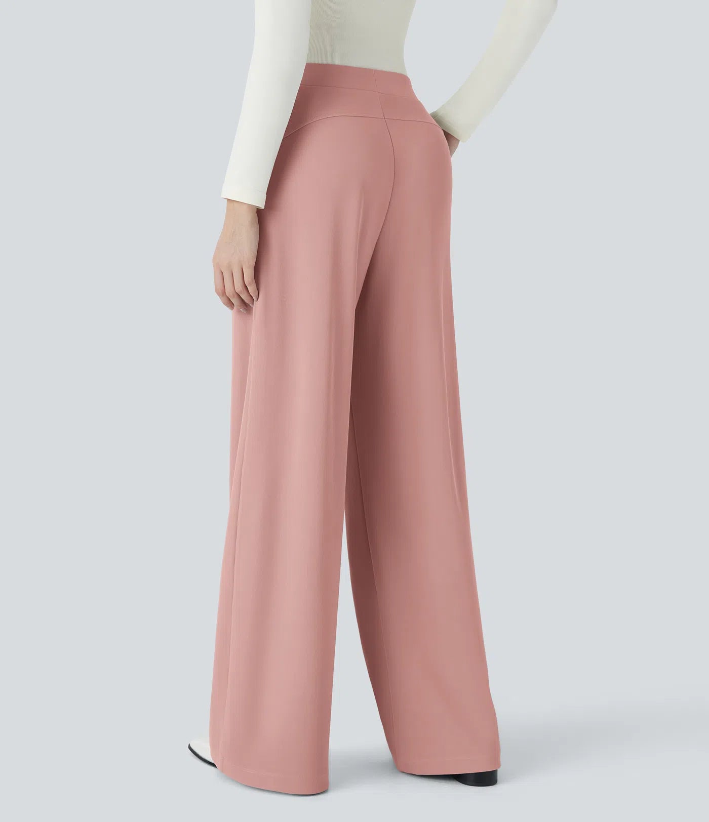 Damen-Hose mit weitem Bein – Hohe Taille, elastischer Bund, bequem, lässig