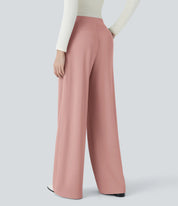 Damen-Hose mit weitem Bein – Hohe Taille, elastischer Bund, bequem, lässig