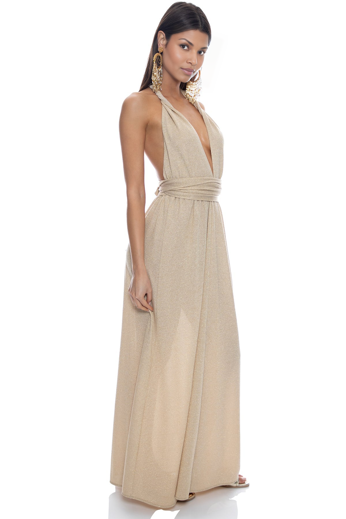 Goldenes Maxikleid mit Glitzer-Effekt – Glamour & Eleganz
