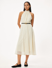 Midikleid in Creme mit Punkten – Eleganz & Leichtigkeit