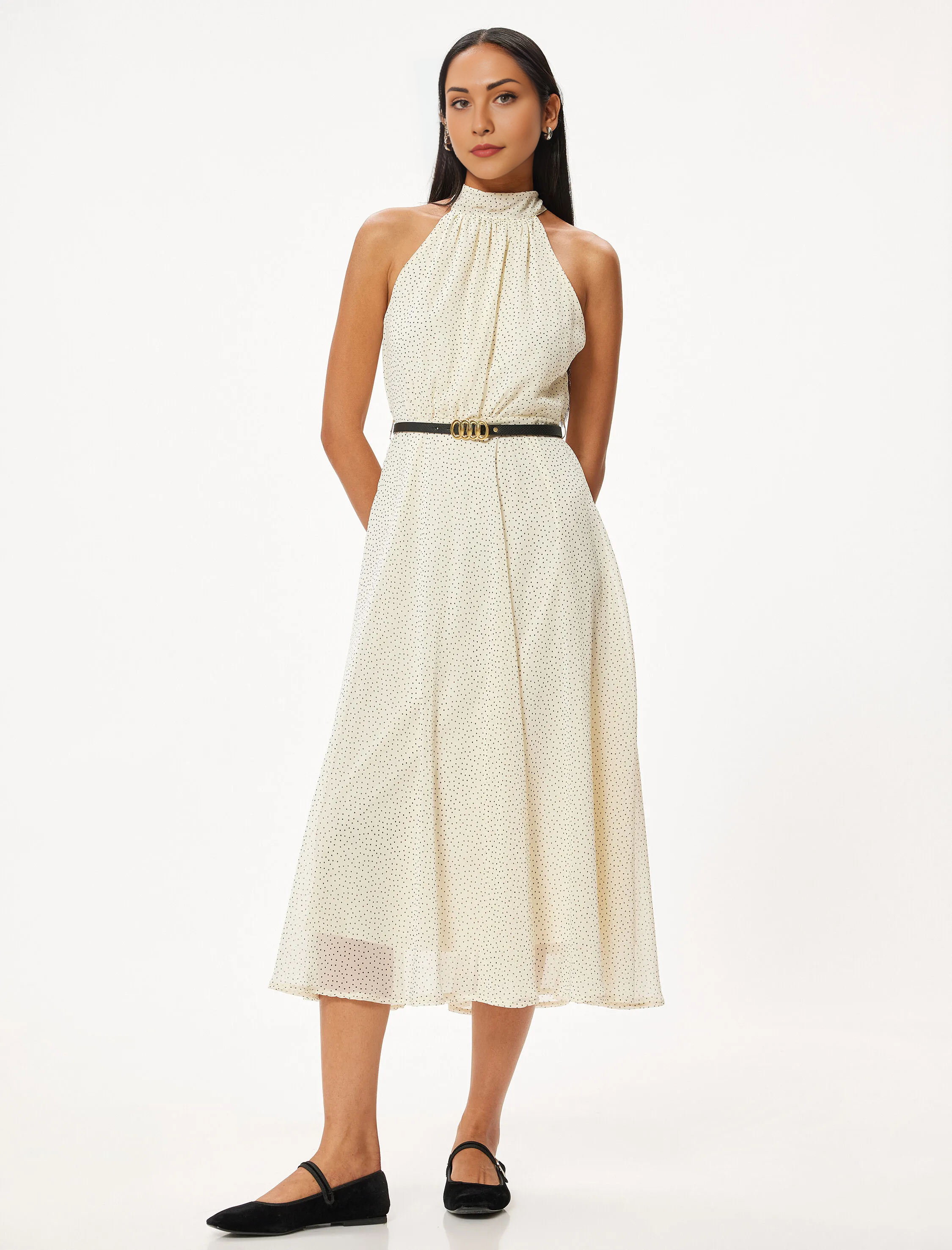 Midikleid in Creme mit Punkten – Eleganz & Leichtigkeit