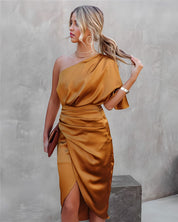 Variant image for Damen Partykleid Schwarz Größe M Satin Asymmetrisch für Festliche Anlässe-17