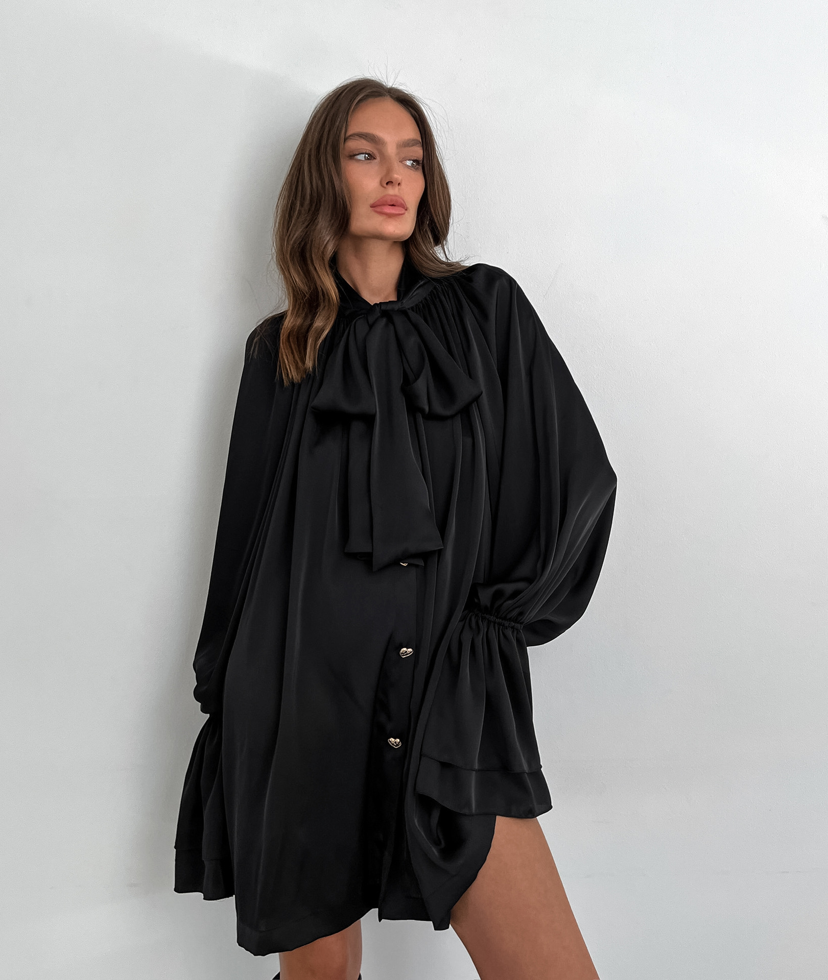 Variant image for Damen Blusenkleid Schwarz Größe M Satin Elegant Festliche Kleider-13