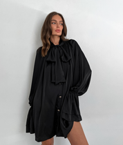 Variant image for Damen Blusenkleid Schwarz Größe M Satin Elegant Festliche Kleider-13