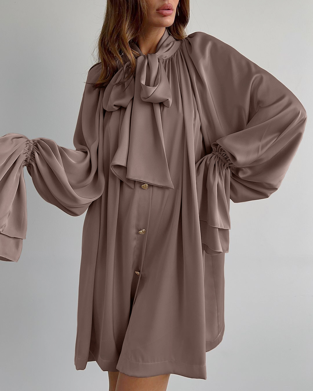 Variant image for Damen Blusenkleid Schwarz Größe M Satin Elegant Festliche Kleider-7
