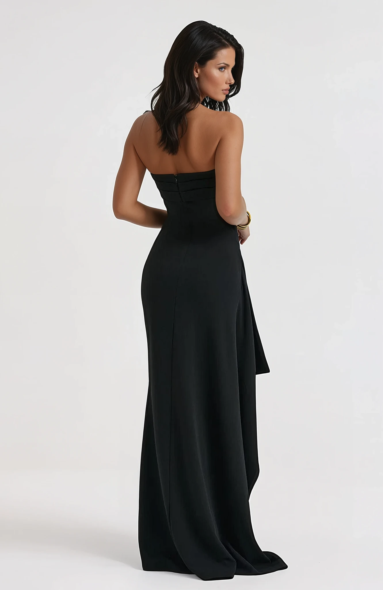 Langes Abendkleid für Damen – Trägerlos mit Beinschlitz