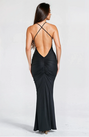 Langes Kleid mit tiefem Rückenausschnitt – Abendmode für Damen