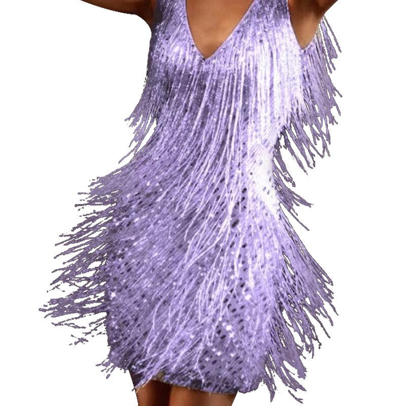 Damen Minikleid Glamour – Funkelnd, Sexy, Mit Fransen