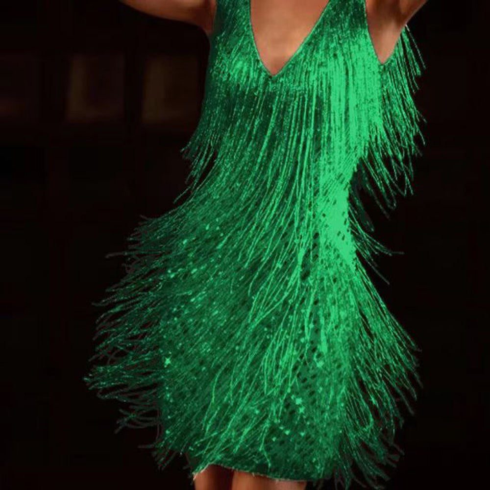 Damen Minikleid Glamour – Funkelnd, Sexy, Mit Fransen