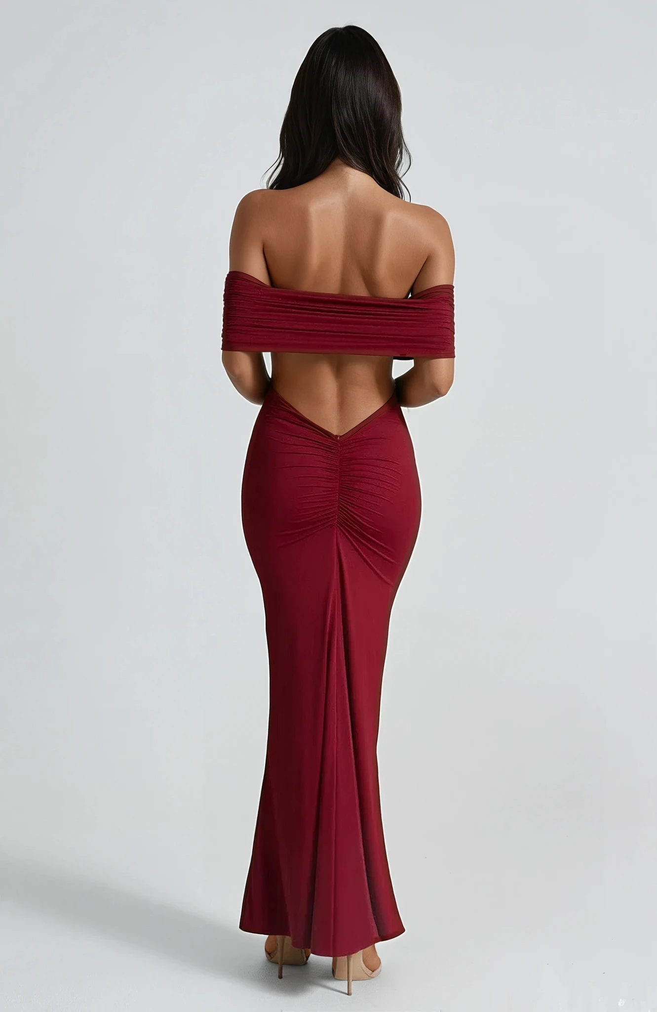 Damen Kleid mit freier Schulter – Enganliegend, Abendlook