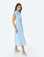 Gestreiftes Hemdblusenkleid in Blau – Stilvoll & Feminin