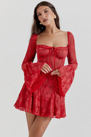 Variant image for Damen Spitzenkleid Rot Größe M Polyester – Festliches Kleid für Hochzeitsgast-6