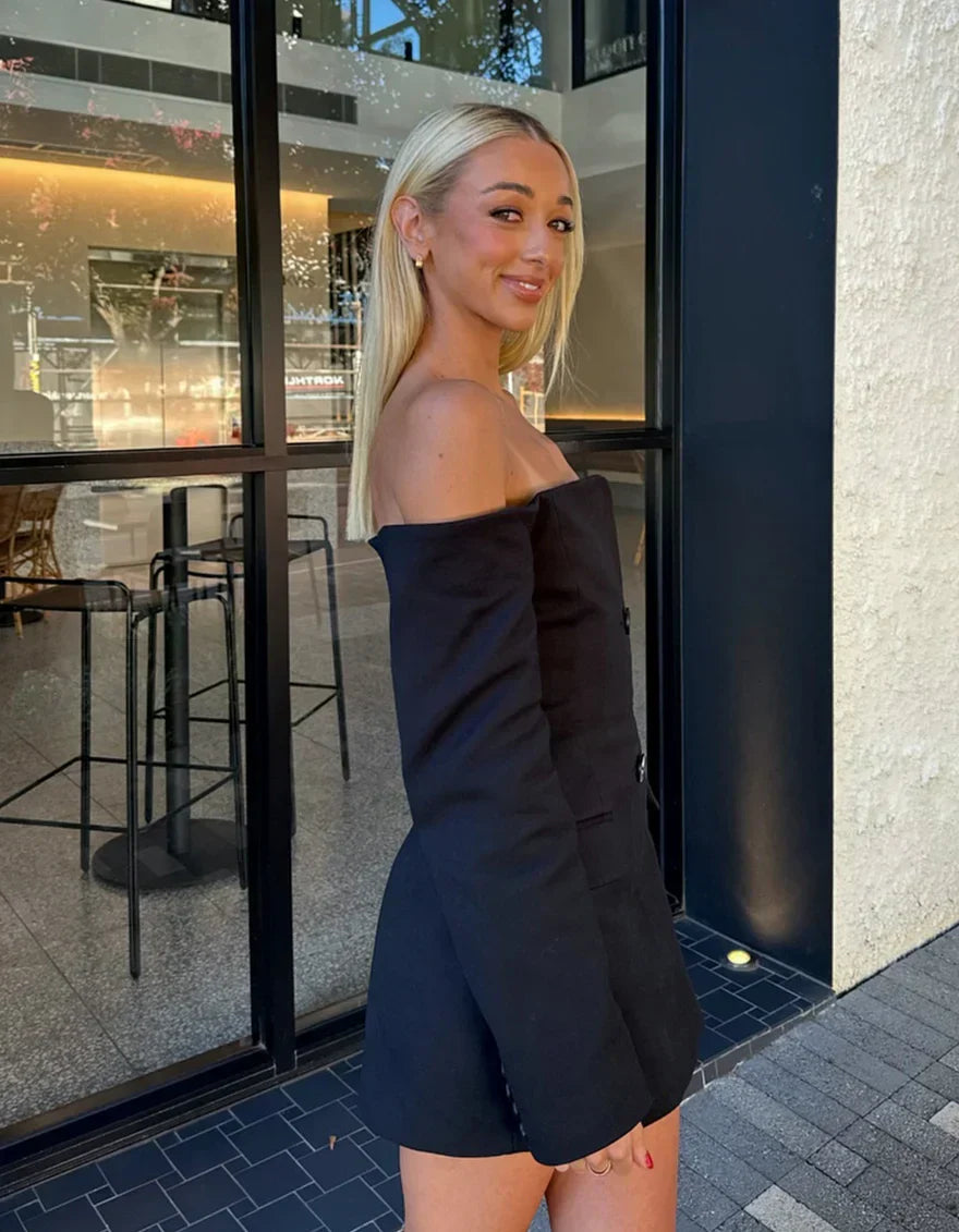 Damen Blazerkleid Off Shoulder, tailliert & elegant