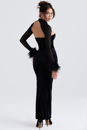 Damen Abendkleid Samt Lang Figurbetont