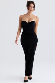 Damen Abendkleid Samt Lang Figurbetont