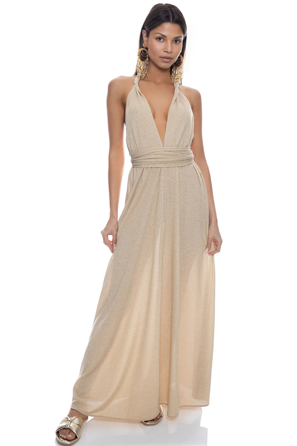 Goldenes Maxikleid mit Glitzer-Effekt – Glamour & Eleganz