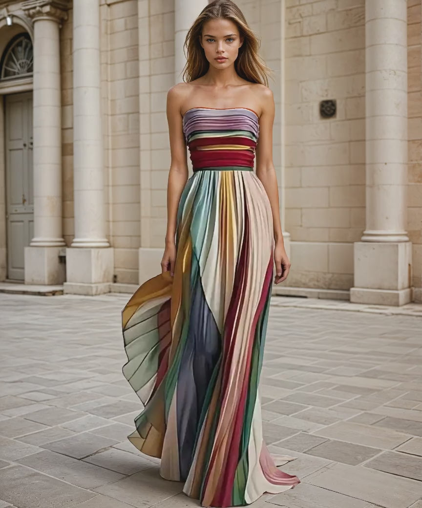 Farbenfrohes, ärmelloses Casual-Kleid