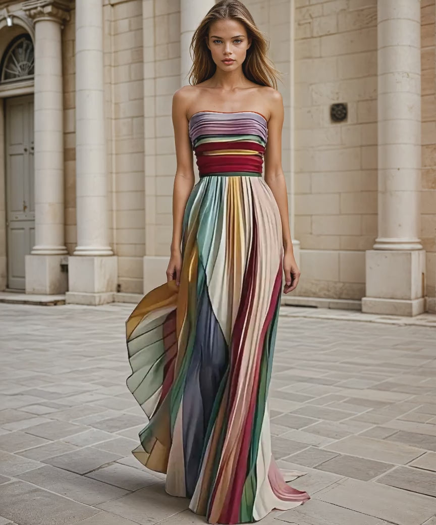 Farbenfrohes, ärmelloses Casual-Kleid