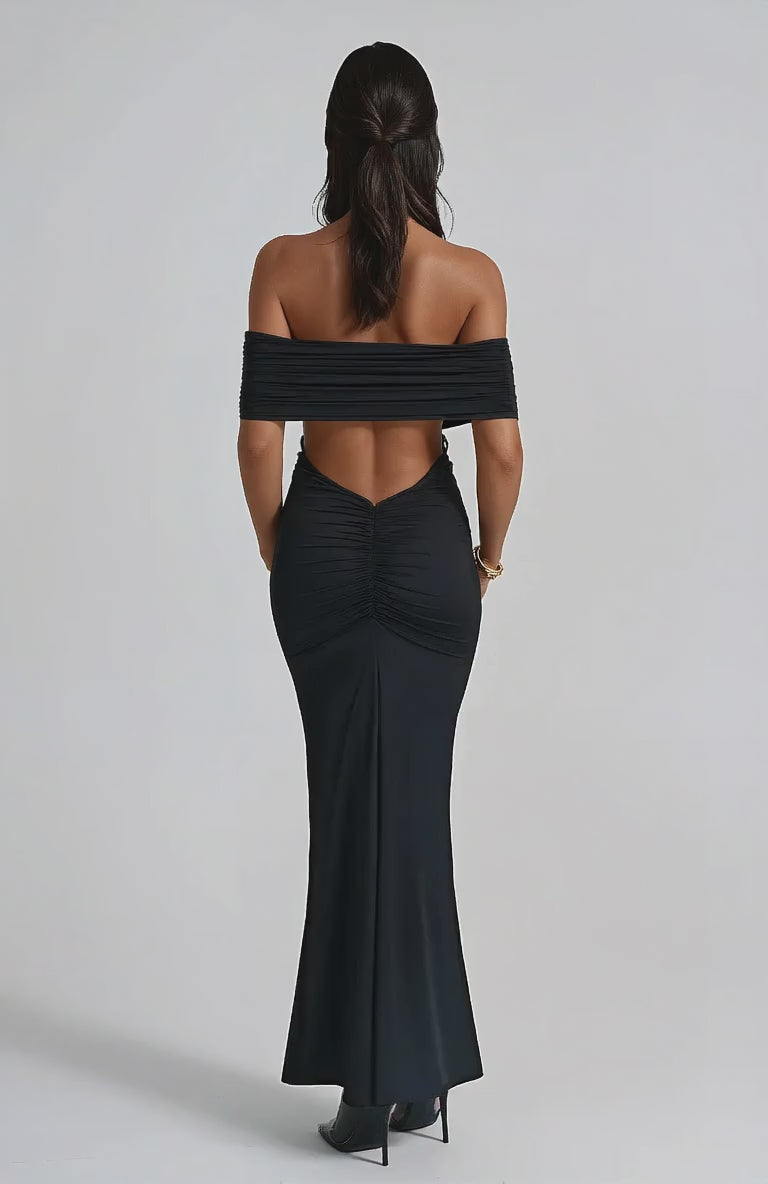 Damen Kleid mit freier Schulter – Enganliegend, Abendlook