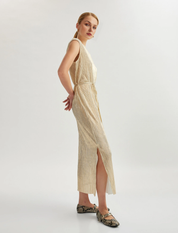 Elegantes Plissee-Maxikleid in Gold – Stilvoll & Zeitlos