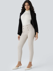Damen-Leggings mit hohem Bund – Enganliegend, elastische Taille, knöchellang
